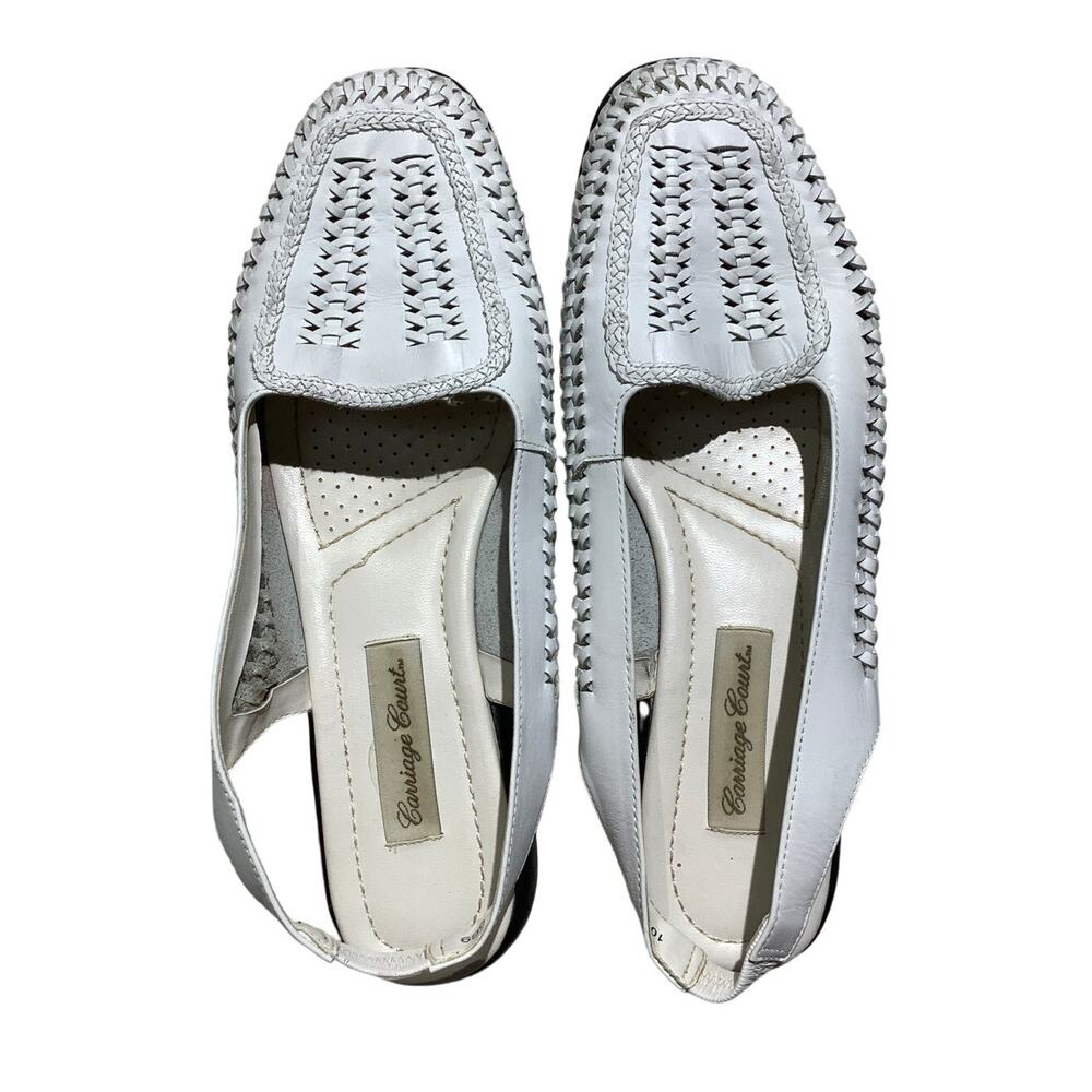 Carriage Court Leather Woven Slingback Flats Women’s 9.5M—Boho, Coastal, Vintage